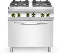 Hendi Gasfornuis Kitchen Line 4 pits met elektrische heteluchtoven GN 1/1 | 225882