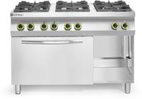 Gasfornuis Kitchen Line 6 pits met elektrische heteluchtoven GN 1/1 - Hendi 225899