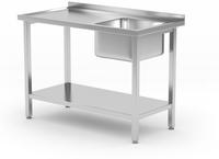 HENDI 817018 Spoeltafel met legplank, met bouten, , Kitchen Line, 1000x600x(H)850mm