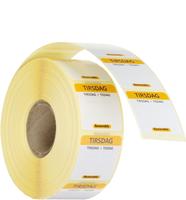 HENDI 850596 Voedselveiligheidsstickers, multifunctioneel, eenvoudig verwijderbaar , , Dinsdag, Geel, 1000 st., 25x25mm