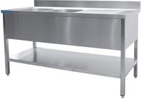 SARO Spoeltafel met Twee Wasbakken Links 700 mm Diepte 1800 Mm - 700-2550L