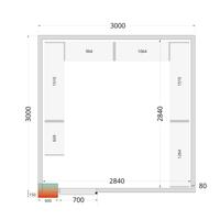 Koelcelpanelen met 80 mm Isolatie - zonder Vloer - CR 300X300X212 NF