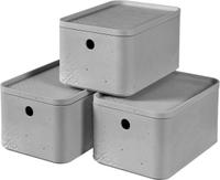 BETON Set van 3 Opbergdozen met Deksel S - 245788