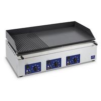 Electric Griddle Plate With 3 Grill Zones, Tabletop, 2/3 Smooth and 1/3 Grooved Plate - AJA0039
