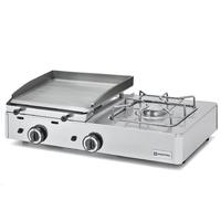 Gas Combi Griddle Plate With 1 Grill Zone and 1 Gas Burner, Tabletop - AOZ0008/RN
