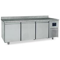 Refrigerated Pastry Counter 3 Doors 600x400 Mm, Granite Top With Upstand, -2°/+8°C - WiFi - Virtus BNZ0005/FN