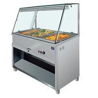 Mastro Bain Marie Vitrine 4X GN 1/1 Met Verticaal Glas Aan De Voorzijde, +30°/+90°C | IEA0021