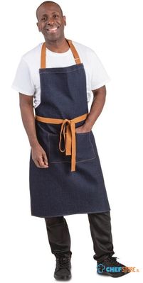 Whites Southside Halterschort Blauw Denim, Whites Chefs Clothing B980