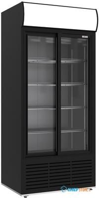 Diverso By Diamond Vitrinekast Positieve Geventileerd, 783 Liter, 2 Schuifdeuren, met Lichtbak, ZWART - WR-80AC-SB 1