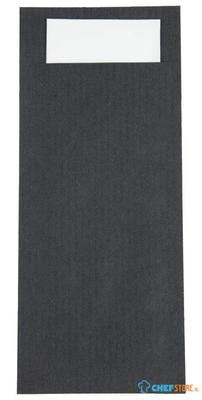 Europochette Zwart Bestekzakje Met Wit Servet (500 Stuks) - Europochette CK236