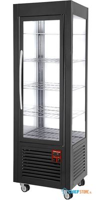 Panoramische Koelvitrine geforceerd | 360L, 5 Roosters | R290, milieuvriendelijk | +2°C / +10°C | Zwart | SNE/GN-B7-R2 1