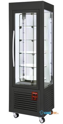Panoramische Koelvitrine geforceerd | 360L, 5 draaiende plateau's | R290, milieuvriendelijk | +2°C / +10°C | Zwart | Diamond SNE/RN-B7-R2 1