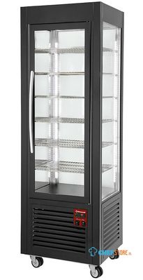 Panoramische Vriesvitrine statisch | 360L, 5 Roosters | R290, milieuvriendelijk | -5°C / -18°C | Zwart | SNE/SB-B7-R2 1