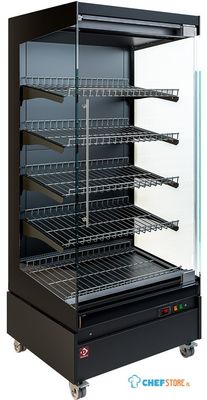 Diamond Warmte Vitrine, Zelfbediening, met Glazen Deur, op Wielen - FULL BLACK - HAS08-G5 1