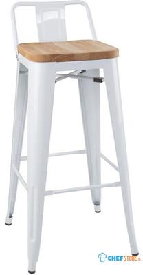 Bolero Bistro Hoge Krukken met Rugleuning en Houten Zitkussen Wit (4 Stuks) - FB625