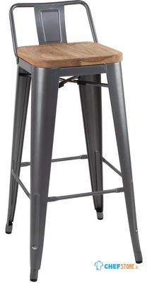 Bolero Bistro Hoge Barstoel met Houten Zitting Grijs (4 Stuks) - Bolero FB624