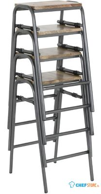 Bolero HZ824 Cantina Compacte Barkrukken met Mangohout Zitting Donkergrijs (4 stuks)