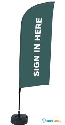 Syna Beach Flag Alu Wind Complete Set hier Melden Grijs Engels - BFAW310-WT21-I111