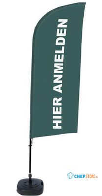 Syna Beach Flag Alu Wind Complete Set hier Melden Grijs Duits - BFAW310-WT21-I112