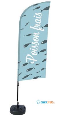 Syna Beach Flag Alu Wind Complete Set Verse Vis Frans ECO Printmateriaal - BFAW310-WT21-I497ECO