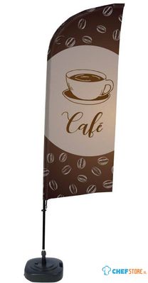 Syna Beach Flag Alu Wind Complete Set Koffie Frans - BFAW310-WT21-I514ECO