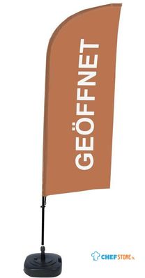 Syna Beach Flag Alu Wind Complete Set Open Bruin Duits ECO Printmateriaal - BFAW310-WT21-I60ECO