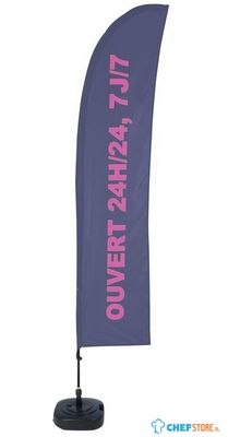 Syna Beach Flag Budget Wind Complete Set Open 24/7 Frans ECO Printmateriaal - BFBL-WT21-17-I513ECO