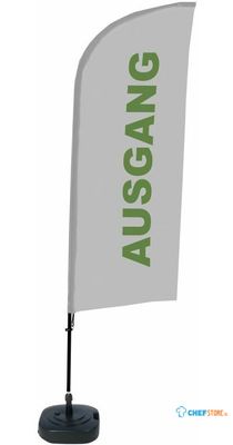 Syna Beach Flag Alu Wind Complete Set Uitgang Grijs Duits ECO Printmateriaal - BFAW310-WT21-I104ECO