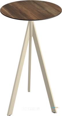 Essentials Infinity Tripod Statafel Zand Frame + Tropical Wood HPL 70 cm - 140061270 1
