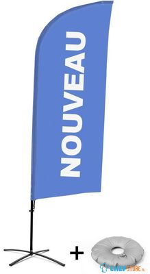 Syna Beach Flag Alu Wind Complete Set Nieuw Blauw Frans Kruisvoet - BFAW310-CB30-WB-I498
