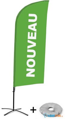 Syna Beach Flag Alu Wind Complete Set Nieuw Groen Frans Kruisvoet - BFAW310-CB30-WB-I500