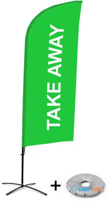 Syna Beach Flag Alu Wind Complete Set Take Away Groen Kruisvoet - BFAW310-CB30-WB-I67