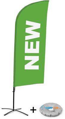 Syna Beach Flag Alu Wind Complete Set Nieuw Groen Engels Kruisvoet - BFAW310-CB30-WB-I83
