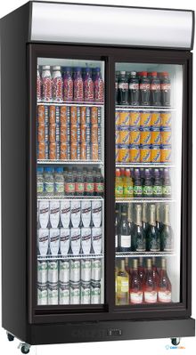 Display koelkast | 960 liter | 2 schuifdeuren | Zwart/wit | Slot | Gastro-cool | GCDC1011SD 1