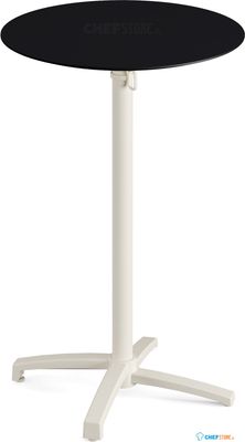 Feros 119091070 X Cross - Bartafel onderstel zand + Zwart HPL Tafelblad Ø70 cm