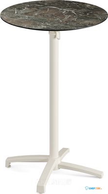Feros 119091570 X Cross - Bartafel onderstel zand + Galaxy Marble HPL Tafelblad Ø70 cm