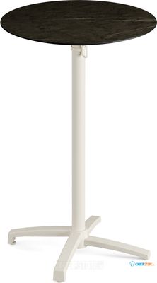 Feros 119091670 X Cross - Bartafel onderstel zand + Midnight Marble HPL Tafelblad Ø70 cm