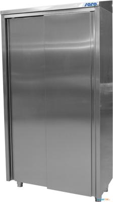 SARO Hoge Kast Roestvast Staal met 3 Schappen en 2 Schuifdeuren 1000 Mm - 700-4010 1