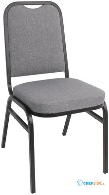 Bolero stalen banketstoel met vierkante rugleuning grijs | DA602