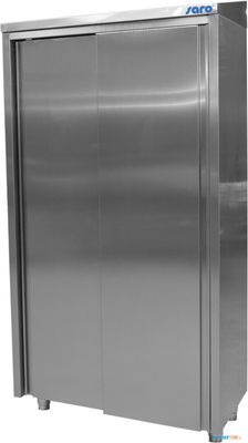 SARO Hoge Kast Roestvast Staal met 3 Schappen en 2 Schuifdeuren 1000 Mm - 700-4010 1