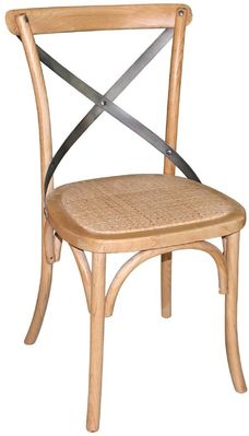 Bolero houten stoelen met gekruiste rugleuning naturel (2 stuks) | GG656