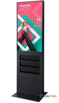 Syna DITTOTEMR43ESFT Digitale Smart Line Totem Rack 6 x A4 met 43" Samsung Scherm met Touchscreen Zwart