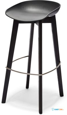 Essentials Keeve Barkruk Zwart Low, Berkenhouten Frame en Kunststof Zitting, 53x47x90cm (LxBxH), 506FD03SB 1