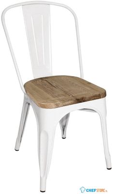 Bolero Bistro Bijzetstoelen met Houten Zitkussen Wit (4 Stuks) - GM644