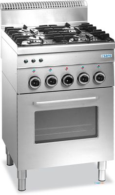 SARO Gasfornuis + Oven + Grill 4 Branders 600 Line Model G4SF6 1