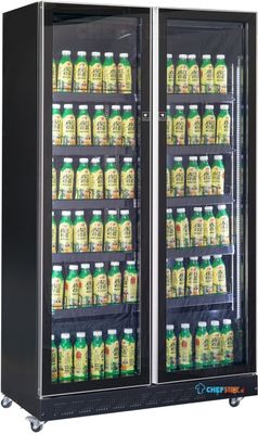 Koelkast 2 Glasdeuren Zwart, Combisteel 7526.0010