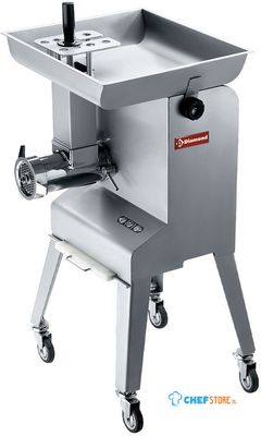 Diamond Hakmolen in R.V.S. N° 32, Ø 6  mm, 600 kg/h, onderstel op wielen | TMGD-32/CA 1