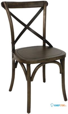 Bolero houten stoel met gekruiste rugleuning walnoot (2 stuks) | GG658