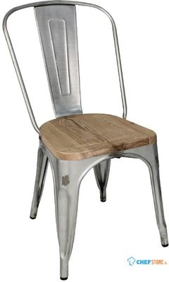 Bolero Bistro Gegalvaniseerd Stalen Stoelen met Houten Zitting (4 Stuks) - Bolero GM642