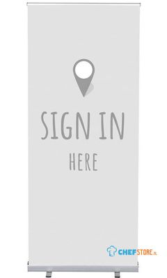 Syna Roll-Banner Budget 85 Complete Set hier Melden Grijs Engels - RBB085LSFI349